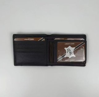 Cartera de piel marrón oscuro -bandera Francia