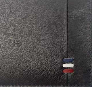 Cartera de piel marrón oscuro -bandera Francia