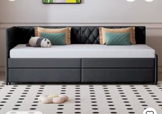 Sofá Cama Gris y Blanco