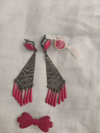 Pendientes Flamenca, Broche Lazo y pendientes