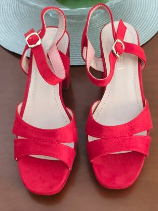 Sandalias tacón rojas talla 40