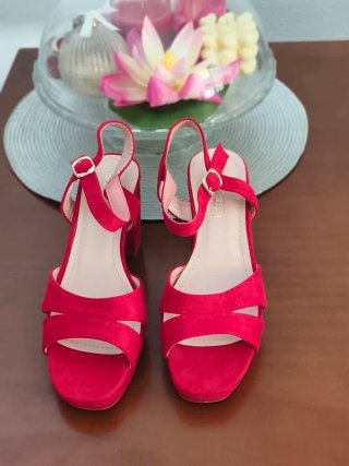 Sandalias tacón rojas talla 40