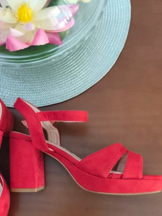 Sandalias tacón rojas talla 40