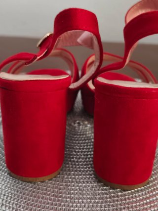 Sandalias tacón rojas talla 40