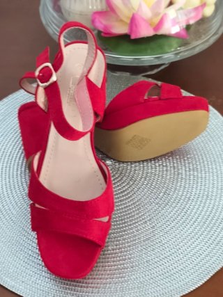 Sandalias tacón rojas talla 40