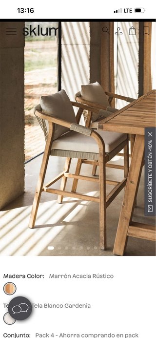 Pack 4 Taburetes Altos Madera Acacia