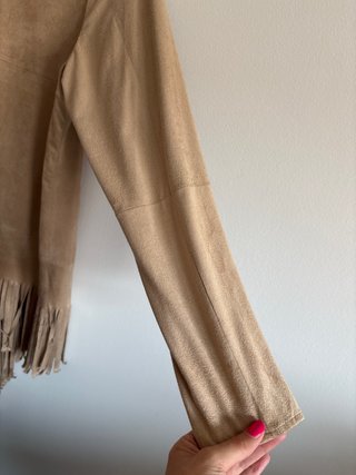 Chaqueta CMMO beige con flecos talla única
