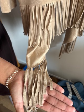 Chaqueta CMMO beige con flecos talla única