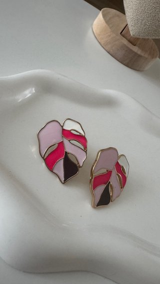 Orecchini Foglia Rosa