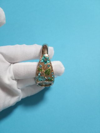 Reloj Pulsera vintage Dorado y Azul Flores