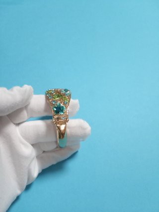Reloj Pulsera vintage Dorado y Azul Flores