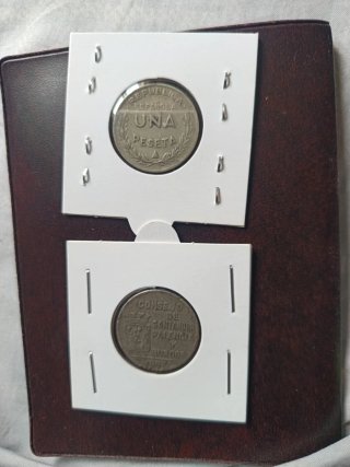 2 Monedas 1 Peseta consejo de Santander Palencia