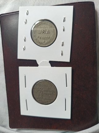 2 Monedas 1 Peseta consejo de Santander Palencia