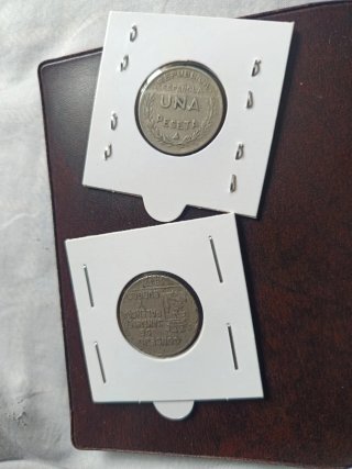 2 Monedas 1 Peseta consejo de Santander Palencia