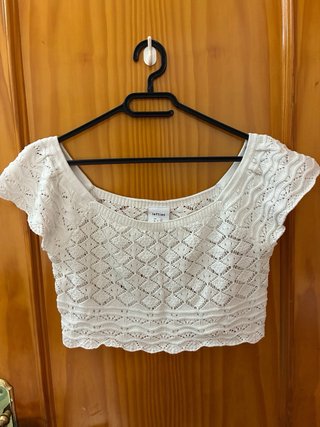 2 Tops Crochet Negro Blanco Talla Única