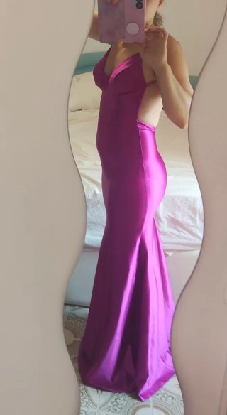 Vestido largo fiesta fucsia