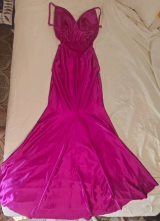Vestido largo fiesta fucsia