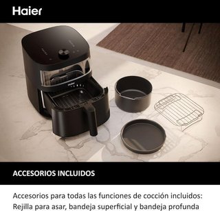 Freidora de aire Haier con accesorios