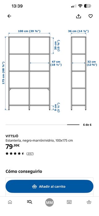 Estantería Ikea Metal y Cristal Negra