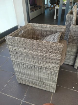 Mesa Terraza minbre y cristal + 6 Sillones