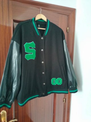 Chaqueta bomber negra y verde XXXL