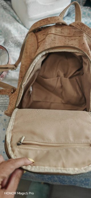 Mochila Corcho Natural Estampado Étnico