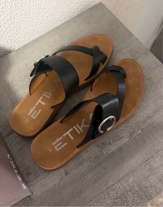 Sandalias de piel ÉTIKA negras - Talla 40