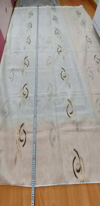 Cortina comedor 255x255cm beige, marrón y dorado