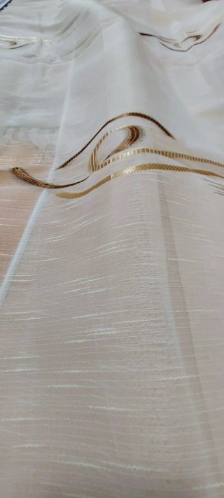 Cortina comedor 255x255cm beige, marrón y dorado