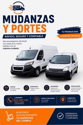 Se realizan portes, mudanzas, transportes...