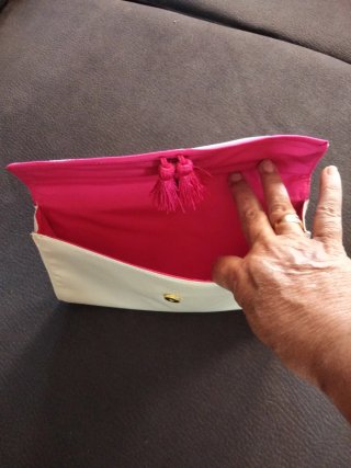 Bolso de mano Escada beige y rosa