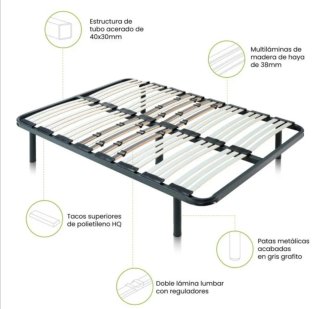 Base Cama Metálica Negra 150x190cm