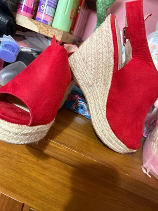 Sandalias cuña rojas talla 36