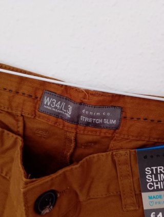 Pantalón Chino Slim Elástico Marrón W34/L30