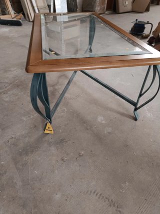 Mesa de centro cristal  madera y metal