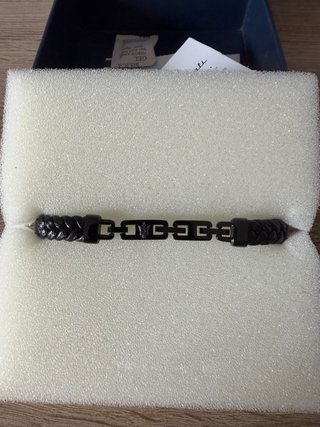 Pulsera Maserati Trenzada Negra y Plateada