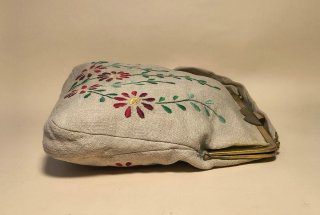 BORSA Vintage FATTA A MANO Lino RICAMO Ricamo SETA