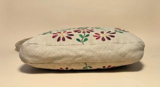 BORSA Vintage FATTA A MANO Lino RICAMO Ricamo SETA