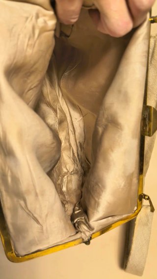 BORSA Vintage FATTA A MANO Lino RICAMO Ricamo SETA