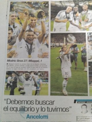Periodico R.Madrid campeón 6a supercopa de Europa