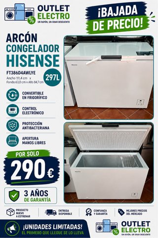 Congelador Hisense 297L FT386D4AWLYE