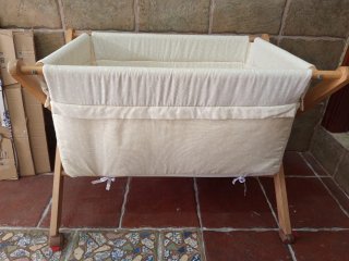 Minicuna bebé madera y tela