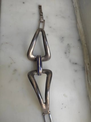 Bracciale Argento Vintage con Dettagli Blu