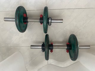 Mancuernas ajustables con discos verdes