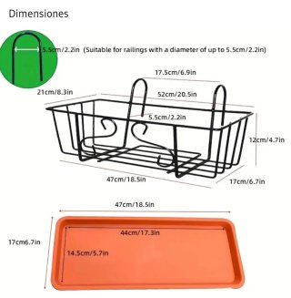 2 Maceteros Colgantes Metal/Plástico Naranja