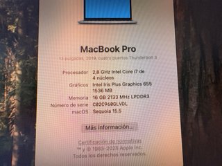 MacBook Pro 2019 i7 16GB Plata