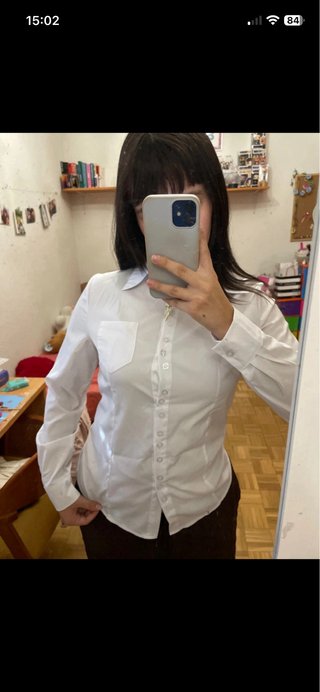 Camisa blanca manga larga mujer