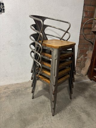 Lote 5 Sillas Vintage Industriales Apilables