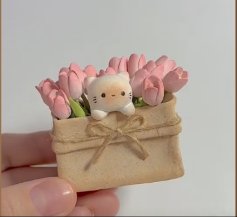 Llavero gato con flores