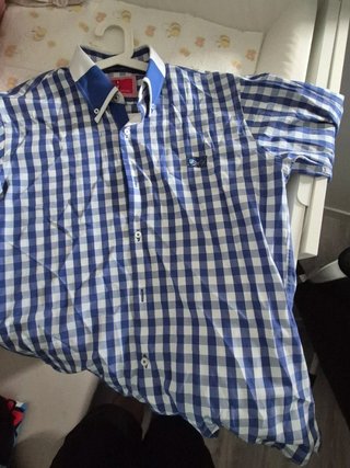 Camisa de cuadros azul y blanca Talla M